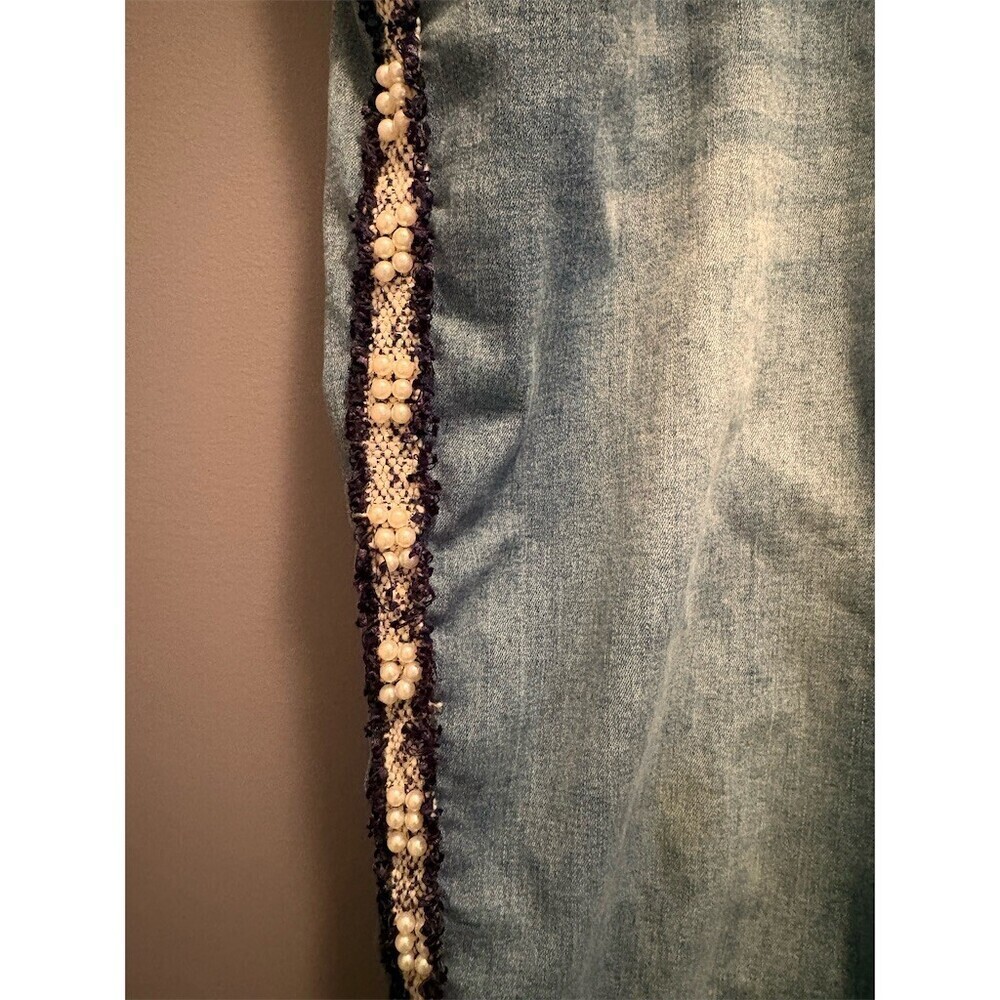 Ashley Stewart Jeans Womens Plus Size 16 Blue Skinny Pearl Beaded Stripe - Picture 5 of 9